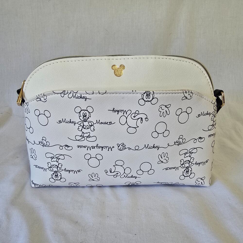 Disney BioWorld Mickey Mouse Graffiti Crossbody Bag White Black